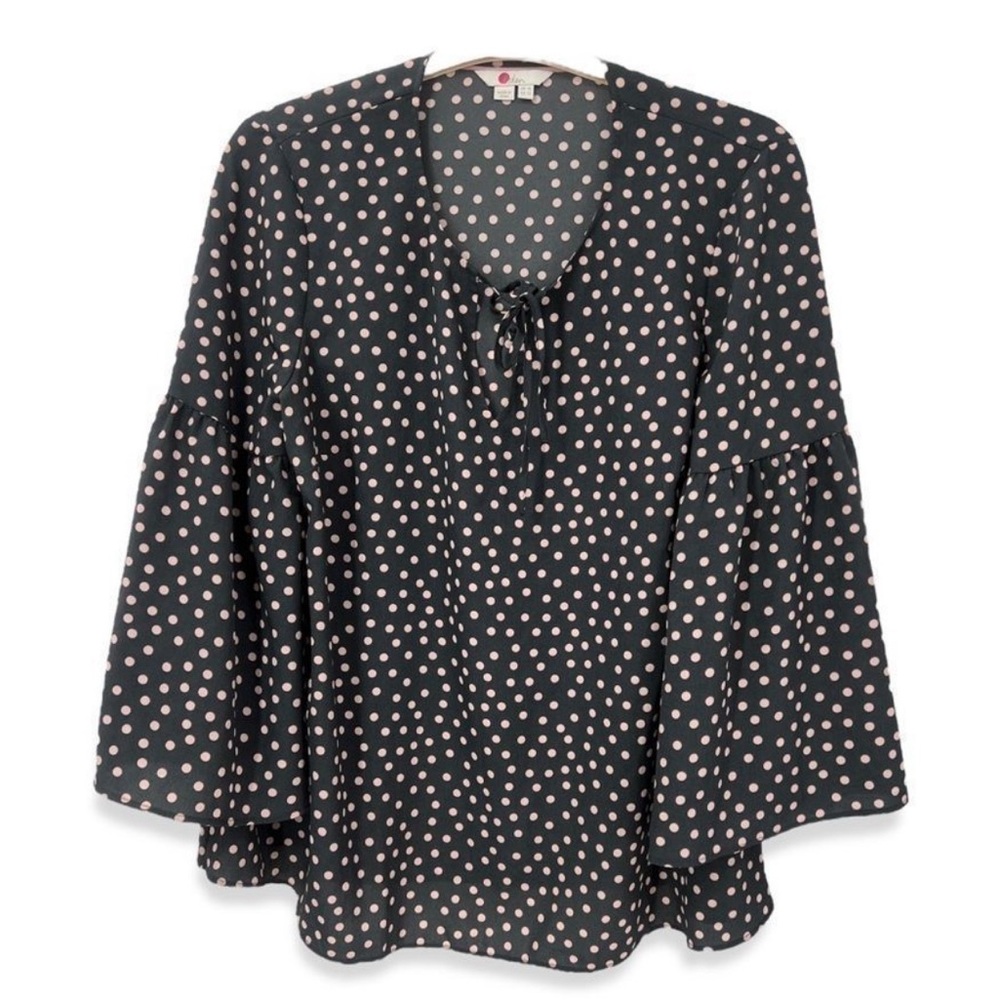 Flare sleeves polka dot top